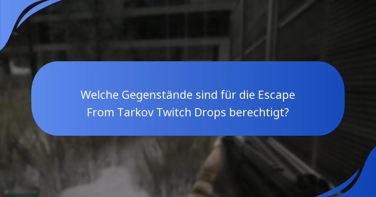 Welche Gegenstände sind für die Escape From Tarkov Twitch Drops berechtigt?