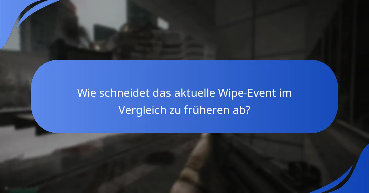 Wie schneidet das aktuelle Wipe-Event im Vergleich zu früheren ab?